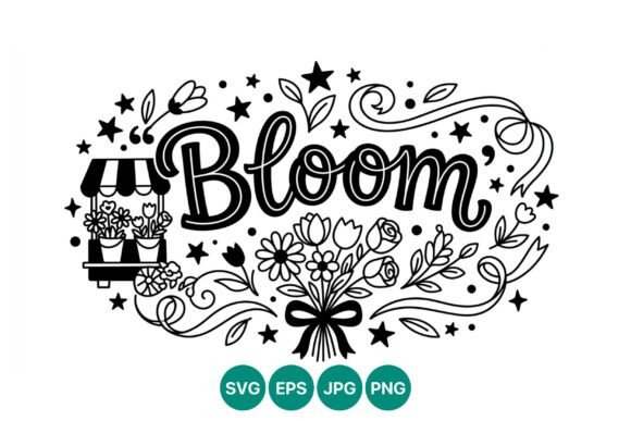 Bloom Letters with Flowers Ribbons and Graphics