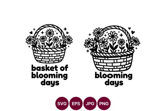 Blooming Days Flowers Basket Vector Art