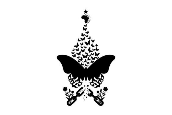 Butterfly & Flowers Silhouette Graphics