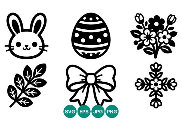 Easter Bunny Egg Flowers Bow Cross Graphics