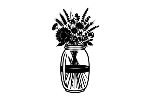 Flowers in a Mason Jar Graphics for Digital Selling
