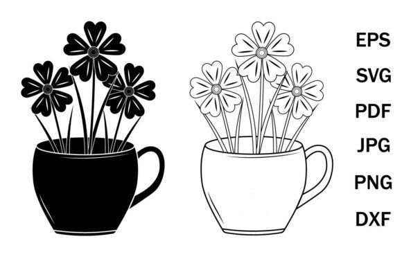 Flowers in a Tea Mug Graphics for Branding