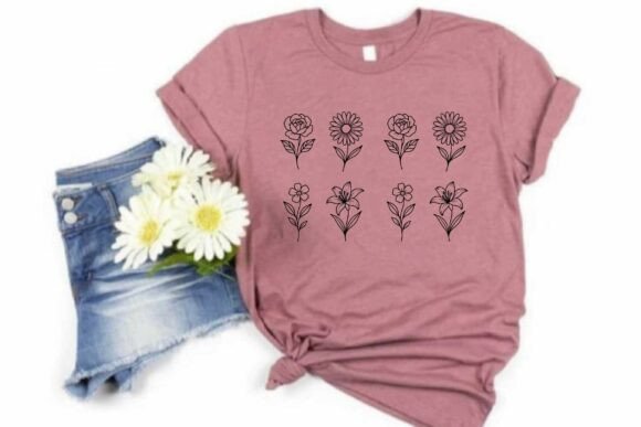 Flowers Line Art Graphics for Local Branding
