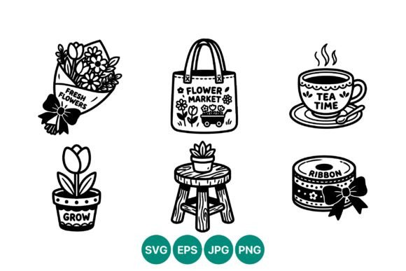 Fresh Flowers Bouquet Graphics for Digital Sellers