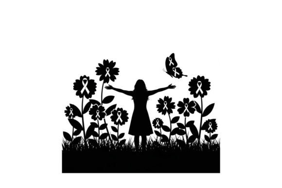 Girl with Flowers and Bu Graphics