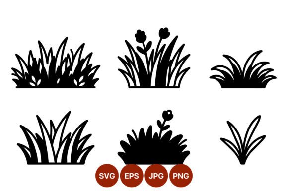 Grass and Flowers Silhouette Vector Set for Digital Sellers