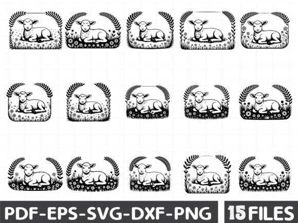 Lamb in Spring Flowers Graphics