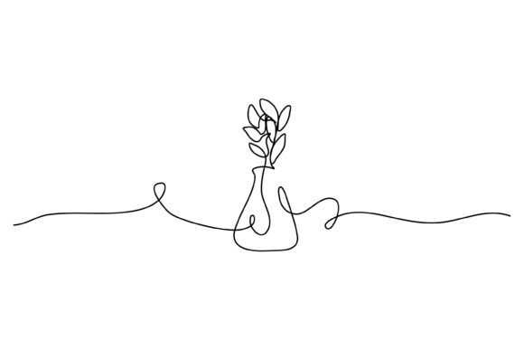 One Line of Flowers in a Vase Graphics for Modern Branding