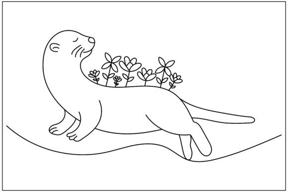 Otter Floating Flowers Graphics for Branding