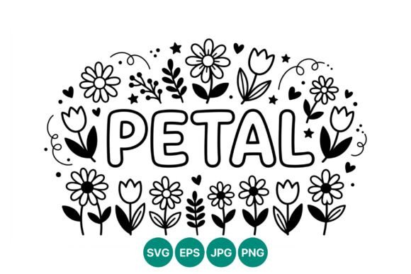 Petal Lettering Graphics for Editorial and Web Use