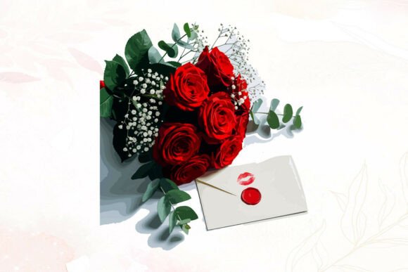 Red Roses and Sealed Love Letter Graphics