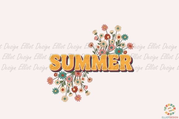 Retro Summer Flowers Graphics