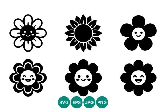 Six Cheerful Flowers Graphics for Playful Branding