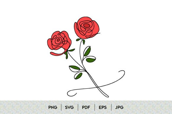 Two Roses Line Art Color Design Graphics for Branding