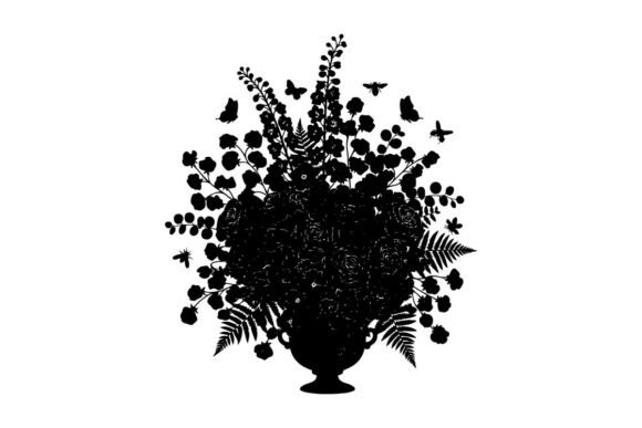 Vase Silhouette for Embroidery